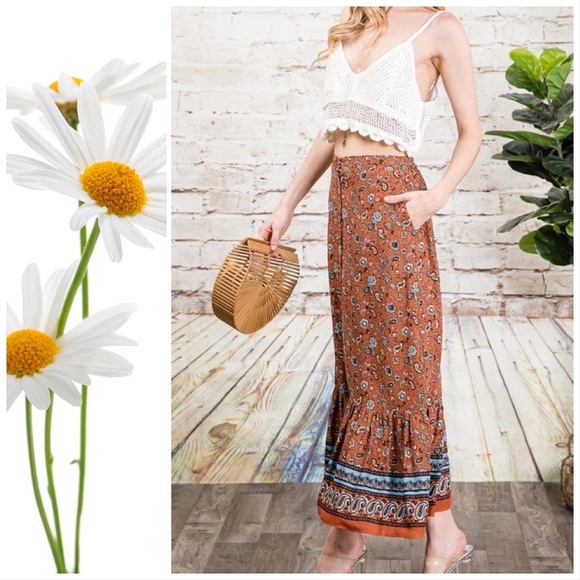 Autumn Rust Boh0 Free Spirit Maxi Skirt - Picture 5 of 6